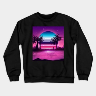 Dreamy Pink Sunset Retrowave Crewneck Sweatshirt